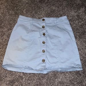blue button down skirt